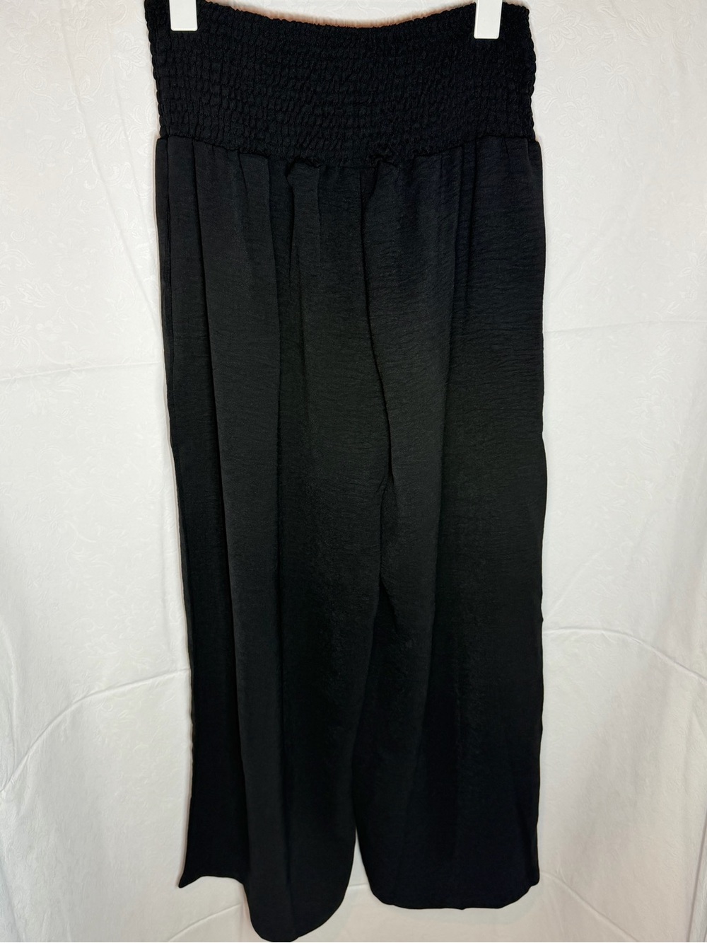 Super Comfy!  Black Smocked High Waist Wide-Leg Pants~ NWOT